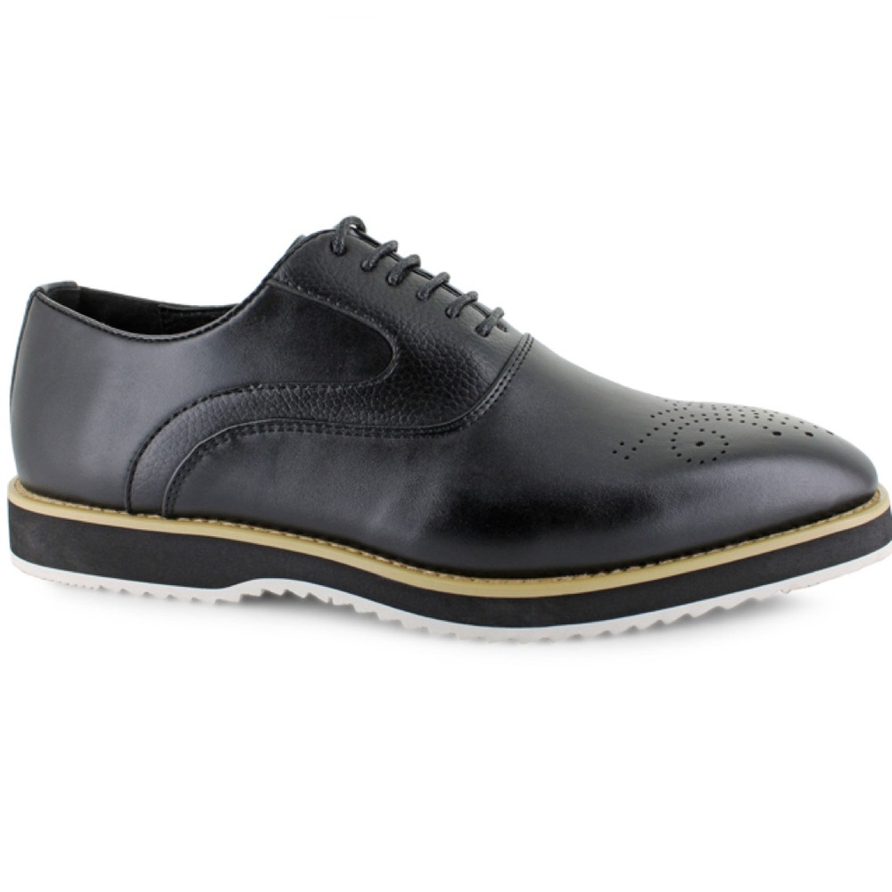 Men's Black Leather Oxford with Modern Lace-Up Front Closure (sz:8.5)